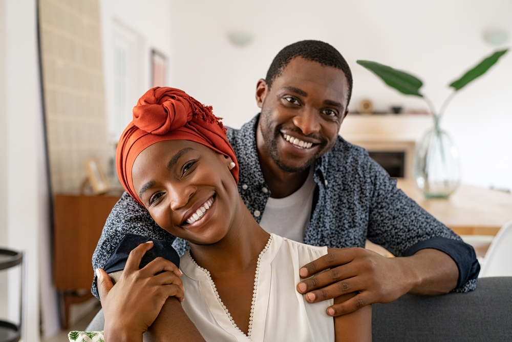 Smiling couple at home